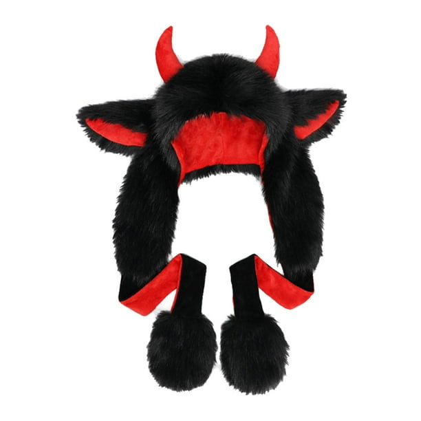 Gorro con orejas de animal, novedoso, gorro de peluche suave para festivales de invierno, clima frío
