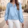 thumbnail image 2 of Towmus Womens Dressy Casual Blouse V Neck Long Sleeve Shirts Satin Silk Keyhole Business Work Tops Fall Outfits 2025, 2 of 7