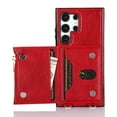 thumbnail image 4 of ELEHOLD Wallet Crossbody Case for Samsung Galaxy S24 Ultra,Back Flip Card Slots Zipper Pocket Kickstand Function Shockproof Purse Case with Crossbody Strap,Red, 4 of 6