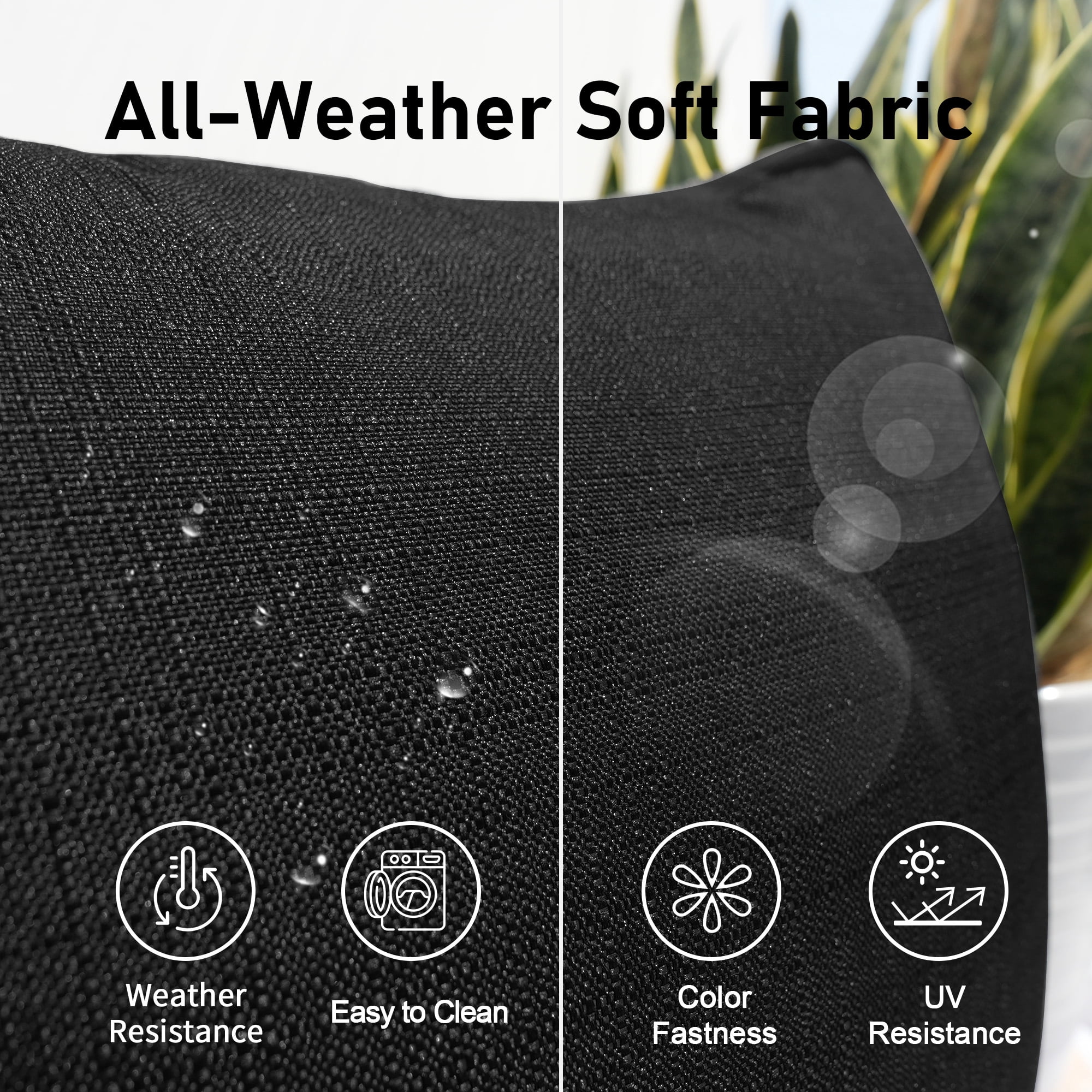 RADIATA 6Pcs Patio Boho Furniture Sofa Sets with Black Cushions , All-Weather White PE Wicker Outdoor Conversation Sets for Backyard, Deck, Poolside, Porch ,  Patio Sofa Sectional