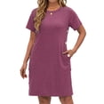 thumbnail image 3 of Fantaslook Short Sleeve Womens Summer Dresses Casual Button Tunic Dress with Pockets, 3 of 11