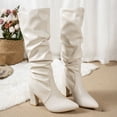 thumbnail image 7 of YTCAMLO Knee High Slouch Boots for Women Fashion Chunky Heel Pointed Toe Fall Winter Tall Boots Evening Office Dress Long Boots, 7 of 7