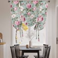 thumbnail image 3 of Vintage Spring Floral Balloon Curtains 63 Inch Length for Living Room/Bedroom, Botanical Summer Pink Green Rod Pocket Privacy Door Curtains Decorative Tie Up Shade for Window 52"x63", 3 of 8