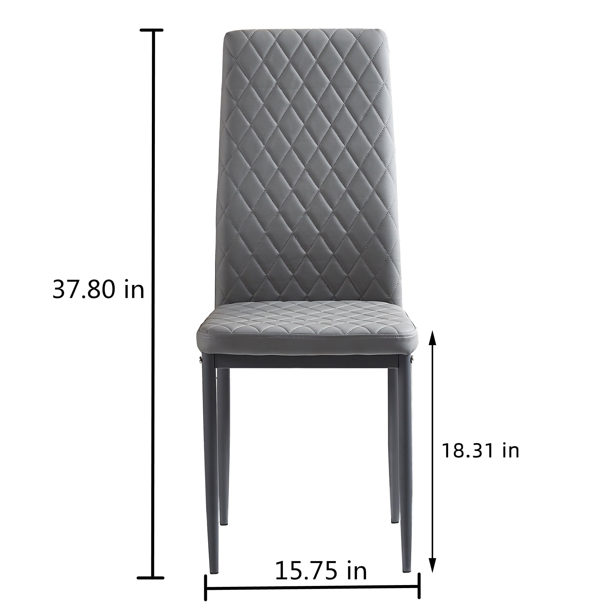 Kepooman Set of 6 Fireproof Leather Upholstered Dining Chairs, Gray Kepooman Set of 6 Fireproof Leather Upholstered Dining Chairs, Gray