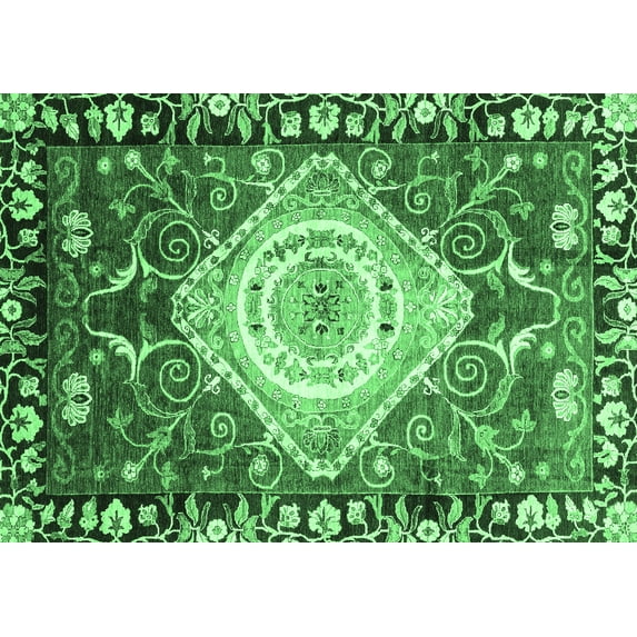 Ahgly Company Indoor Rectangle Persian Emerald Green Traditional Area Rugs, 5' x 8'