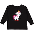 thumbnail image 3 of Inktastic Cute Little Unicorn With Red And Pink Mane, Hearts Girls Long Sleeve Toddler T-Shirt, 3 of 5