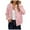 Pink, variant on YDFCWXW Bomber Jacket for Women Casual Button Down Lightweight Short Outwear with Pockets Blue, XXL