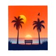 thumbnail image 2 of Cozy Flannel Blanket - Soft & Warm Perfect for Sofa Travel & Bed - Elegant Sunset Beach Design with Palm Trees & Ocean Vibes, 2 of 5