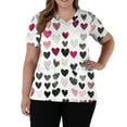 thumbnail image 5 of Women's Valentine's Day Scrubs Top Love Heart Printed Plus Size Scrubs Short Sleeve V-Neck Working Uniform Valentine's Day Cartoon Pattern Scrub Tops with Pockets, 5 of 5