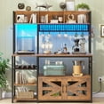 thumbnail image 7 of Baker Rack for Kitchen with Charging Station and LED Lights, Multifunctional Microwave Stand with 8 Open Shelves and Hutch, Coffee Bar with Spacious Desktop and 8-S Hooks, Rustic Brown, 7 of 7
