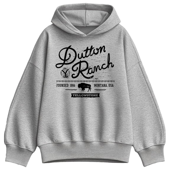 Yellowstone - Dutton Ranch Logo Scene Oversized Fleece Hoodie Sweatshirt