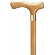 Walking Cane Men Fritz Handle Scorched Stain with wide brass band, 36" long w/rubber tip.