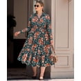 thumbnail image 2 of CASSIE LIZ Womens Plus Size Dresses 5X V Neck Floral Print Maxi Dress with Elastic Waist with Pockets Fall and Winter Long Sleeve Romantic Boho With Buttons Dress 5XL 26W 28W, 2 of 5