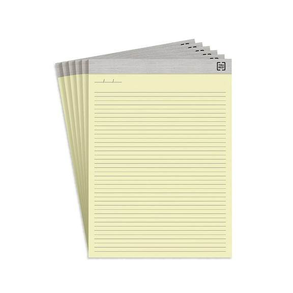 Staples TRU RED Notepads 8.5" x 11.75" Narrow Ruled Canary 50 Sheets/Pad 6 Pads/Pack (TR57377)