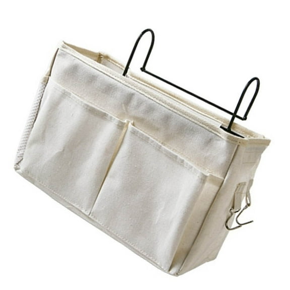 LIFKOME Bedside Hanging Organizer Storage Bag Multifunction Sundries Organizer Book Storage Pouch for Dorm Baby Bed (White)