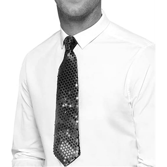 LINLIN Sequin Neckties, Light Up Tie LED Necktie Zipper Ties Adjustable Skinny Tie Neck Strap Tie Cosplay Party for Men