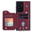 thumbnail image 3 of Case for Samsung Galaxy S22 Ultra, Detachable Crossbody Strap Wallet Case with Card Slots, Stand Ring Flip PU Leather Protective Cover Lanyard for Women for Samsung Galaxy S22 Ultra, Winered, 3 of 10