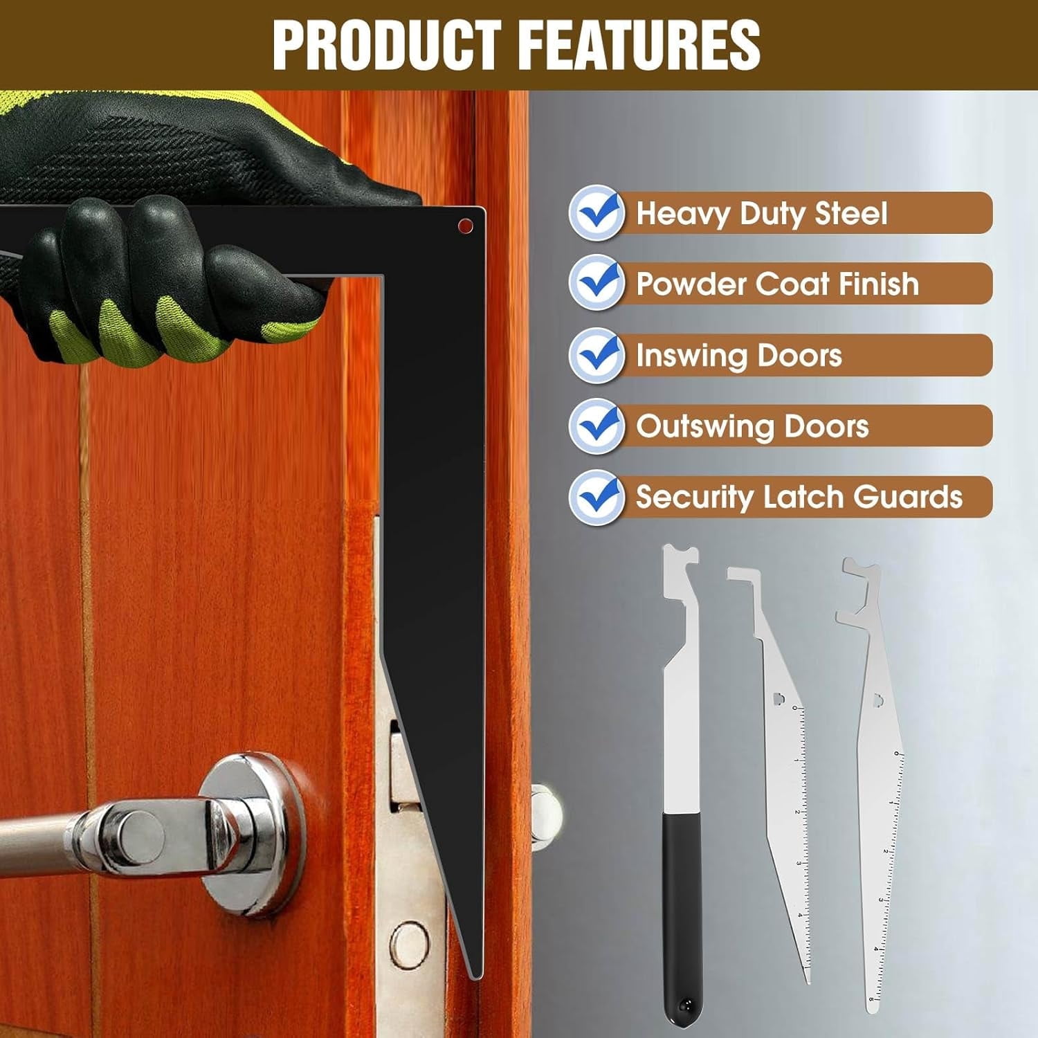 Multi-Purpose Firefighting Tool Set - Made of Spring Steel, Suitable for Firefighters, EMS - Upgraded L-Shape Design for Ruggedness and Durability, with Holes at the Top for Easy Hanging