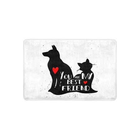 MKHERT Funny Cat and Dog Silhouette You are My Best Friend Doormat Rug Home Decor Floor Mat Bath Mat 23.6x15.7