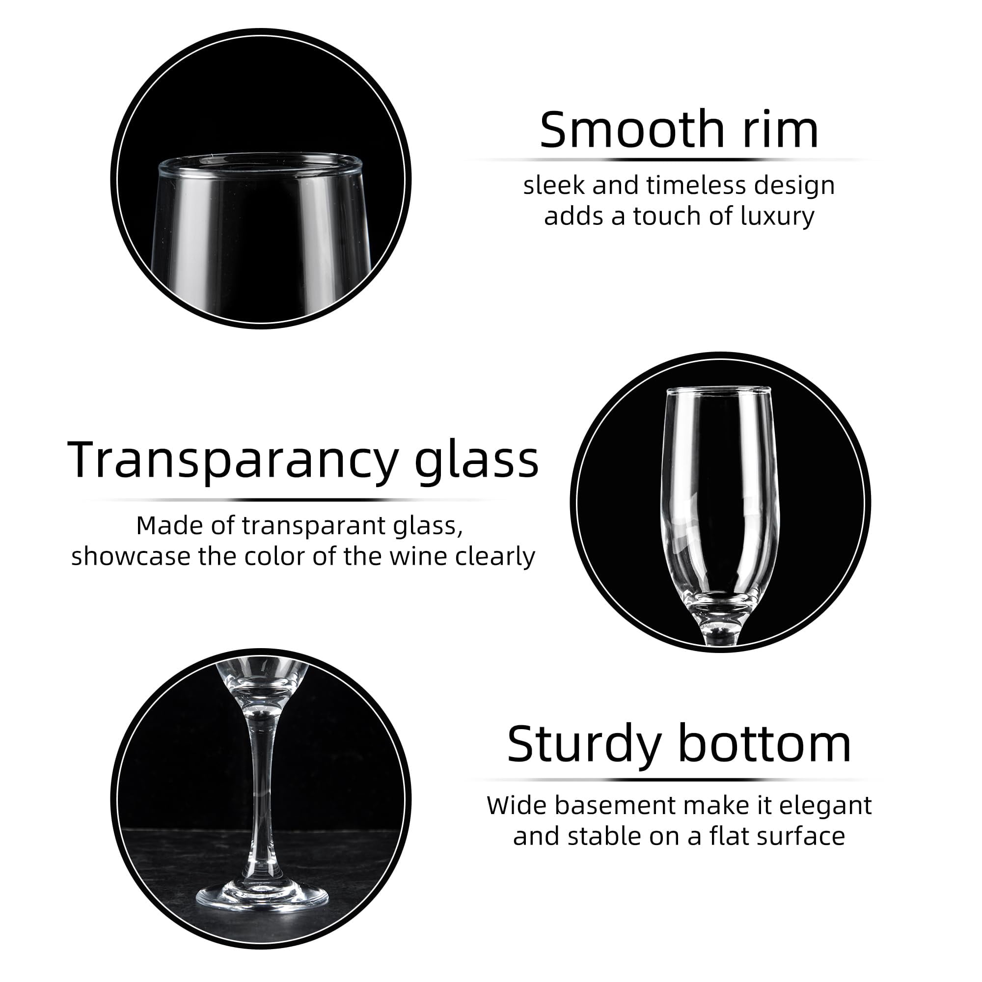Champagne Glasses, Set of 12 Champagne Flutes with Classic Shape, Long stem Sparkling Wine glasses for Wedding, Restaurant, Bar, Wine Toasting, Clear