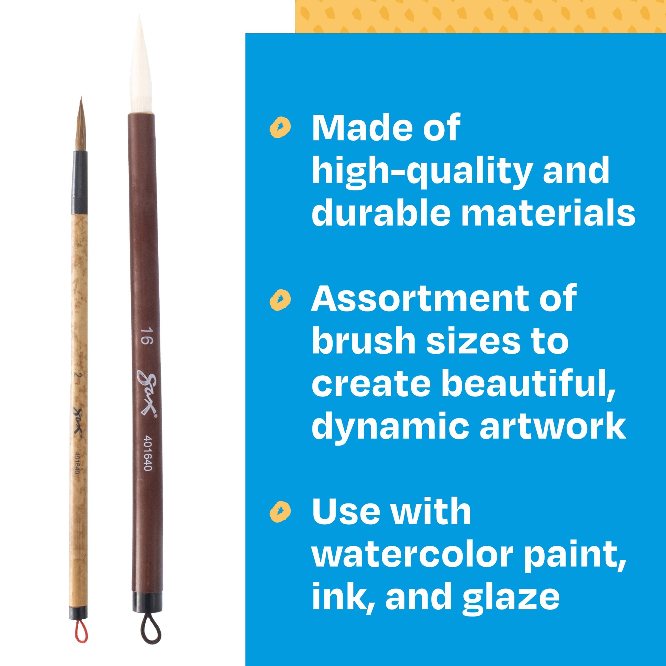 Stanislaus Imports 401640 Quality Economy Assorted Trim Bamboo Handle Paint Brush Set, Assorted Size, Set of 72