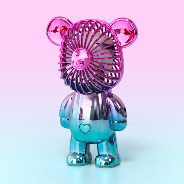 Ventilador de oso Doodle de Color a la moda, carga Usb, tres engranajes, portátil, regalo, Red, rojo, escritorio, Mini gradiente, plateado Fivean unisex