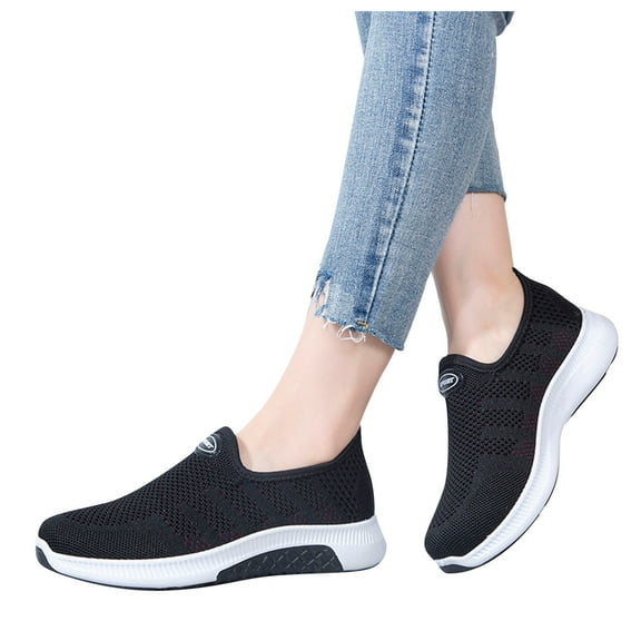 Mepaouo Fashion Slip On Sneakers Memory Foam Running Shoes Lightweight Breathable Walking Shoes