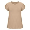 thumbnail image 4 of HONHUZH Womens Tops,Women's Summer V-Neck Short Sleeve Solid Casual T-shirt Blouse, 4 of 8