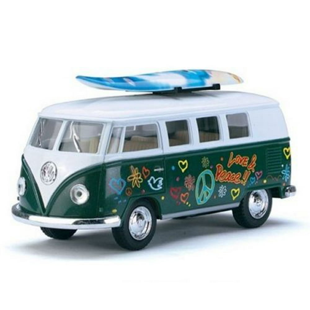 KINSMART 1:32 1962 VOLKSWAGEN CLASSICAL BUS WITH SURFBOARD AND DECALS ...