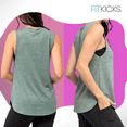 thumbnail image 3 of FITKICKS Live Well Active Lifestyle Tank Top Relaxed-Fit Workout Top, Green Large (Women's), 3 of 8