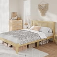 thumbnail image 2 of Natural Rattan Queen Bed Frame with Wooden Headboard  Boho Cane Bed Metal Platform Bed with Durable Wooden Slats No Box Spring Needed  Noise Free, 2 of 9