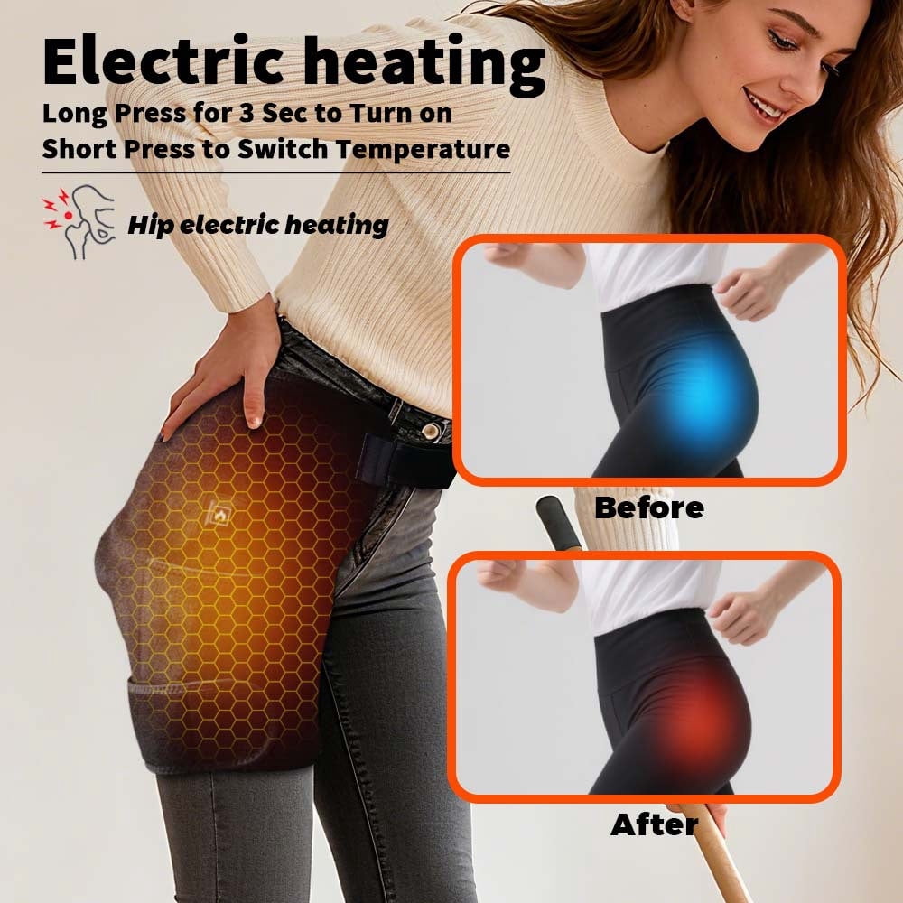 Cordless Heated Massage for Hip/Sciatica Pain Relief Hip Heating Pad Support Brace with Hot Physical Therapy Lower Back/Thigh/Buttock, Best Gift for Family