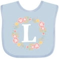 thumbnail image 3 of Inktastic Monogram Letter L Rose Floral Wreath Gift Girls Baby Bib, 3 of 4