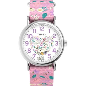 Floral Dial Gold-Tone Watch with Burgundy Strap Timex Womens Full Bloom 38mm Gold-tone Case Pink Floral Dial  main image 4
