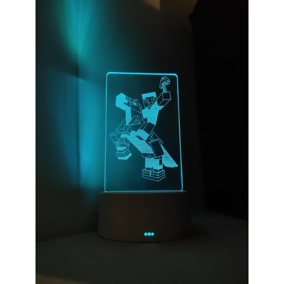 Minecraft 2D Visual Effect Night Lamp with Remote, 16-Color Changing USB LED Light, Home Desk Decoration & Festival Gift Idea