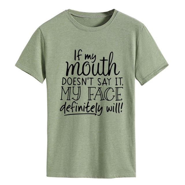Camiseta de verano verde oliva holgada, de manga corta y con estampado divertido de vacaciones para mujer