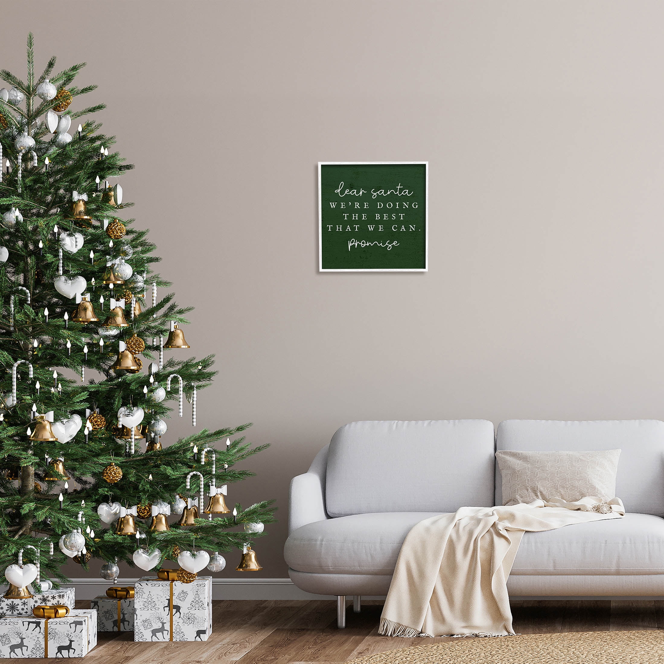 Dear Santa Best We Can Phrase Holiday Graphic Art White Framed Art Print Wall Art