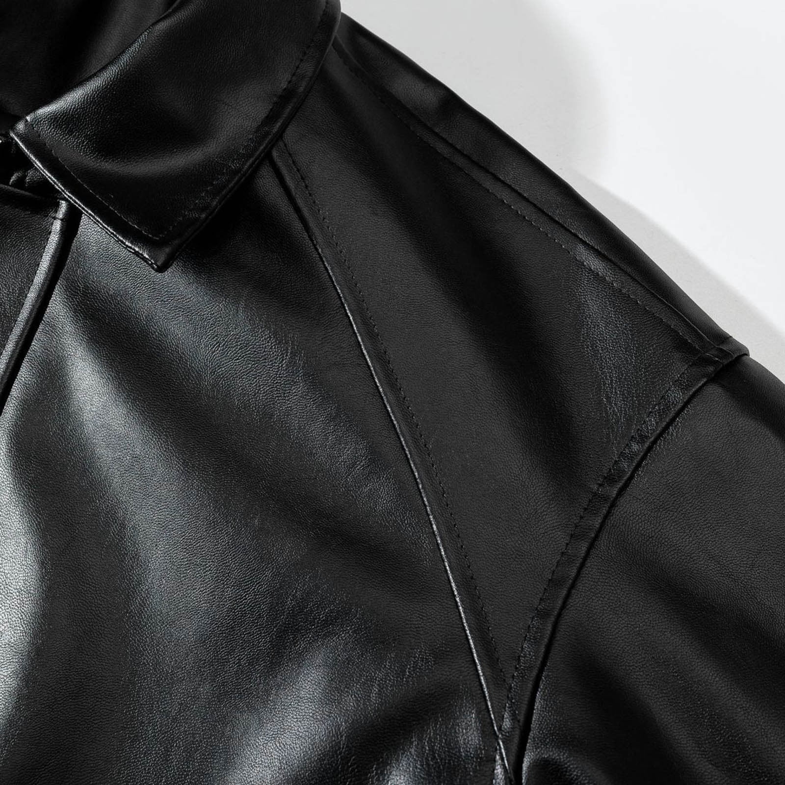 Miluxas Men's Leather Classic Jacket Mens Leather coat with Zip Out Black 16(XXXXL)