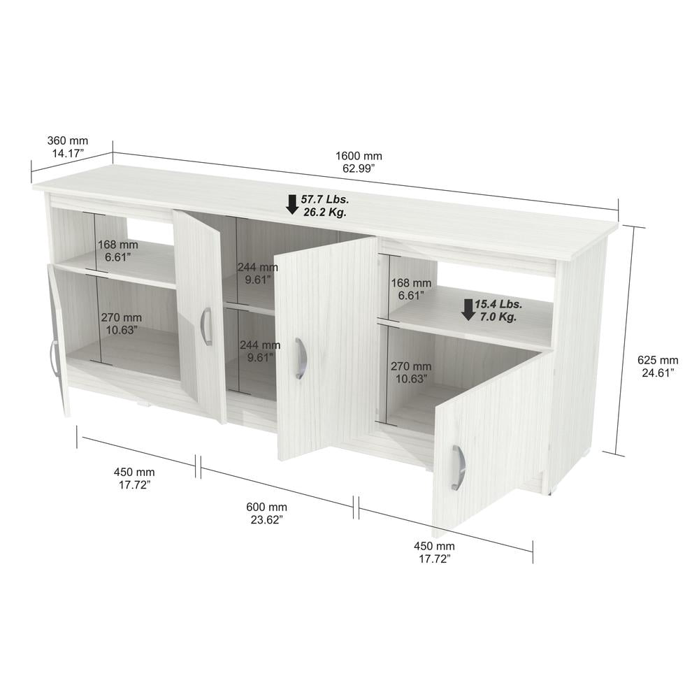 Inval 4-Door TV Stand for TVs up to 60", Washed Oak