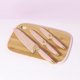thumbnail image 3 of Paris Hilton Reversible Bamboo Cutting Board and Cutlery Set with Matching High Carbon Stainless Steel Knives, Blade Guards, Sleek Yet Comfortable Handle Grips, 7-Piece Set Gold, Pink, 3 of 9