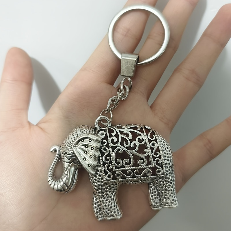 1 elephant key ring, zinc alloy, no woven, durable key ring, gift for men and friend,Silver