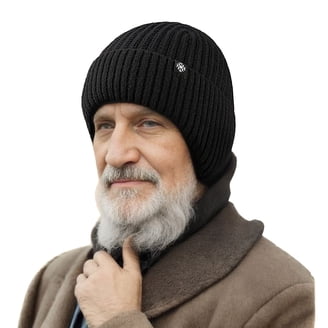RONGXI Men's Baggy Weave Crochet Winter Ski Cap - Wool Knit Baseball Style Hat, Dark Gray, One Size Fits Most