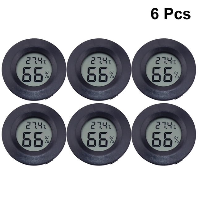 Minkissy 6Pcs Humidity Monitor for Reptile Box Black ABS Acrylic