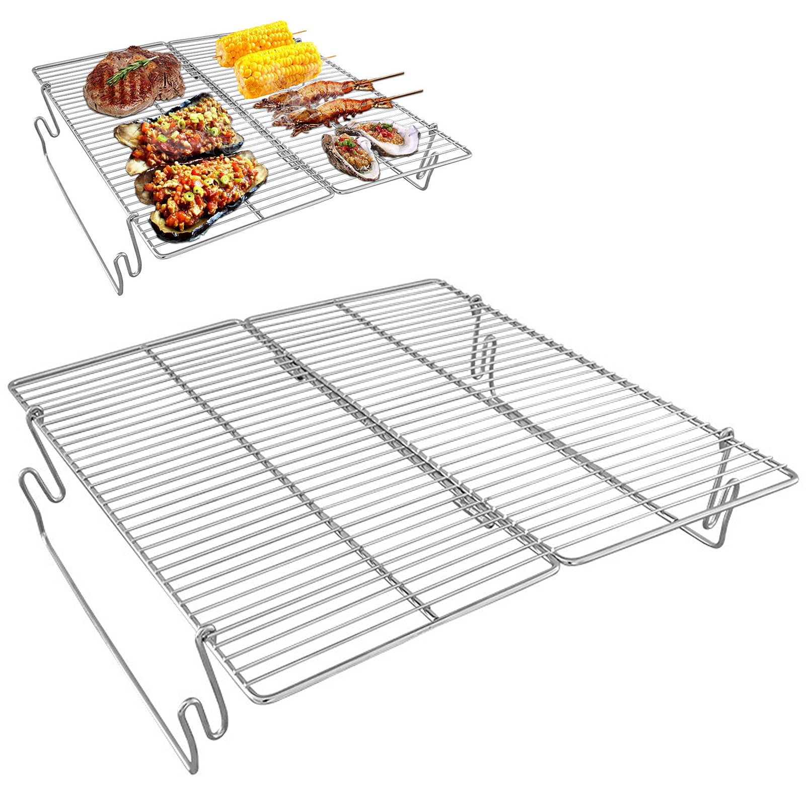 Grill Rack Folding Grill Support Holder Heating Bracket with Supporting Plate