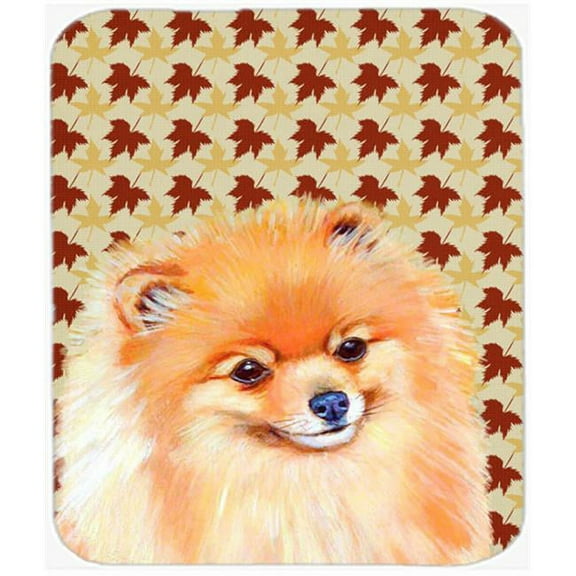 Pomeranian Fall Leaves Portrait Mouse Pad, Hot Pad or Trivet
