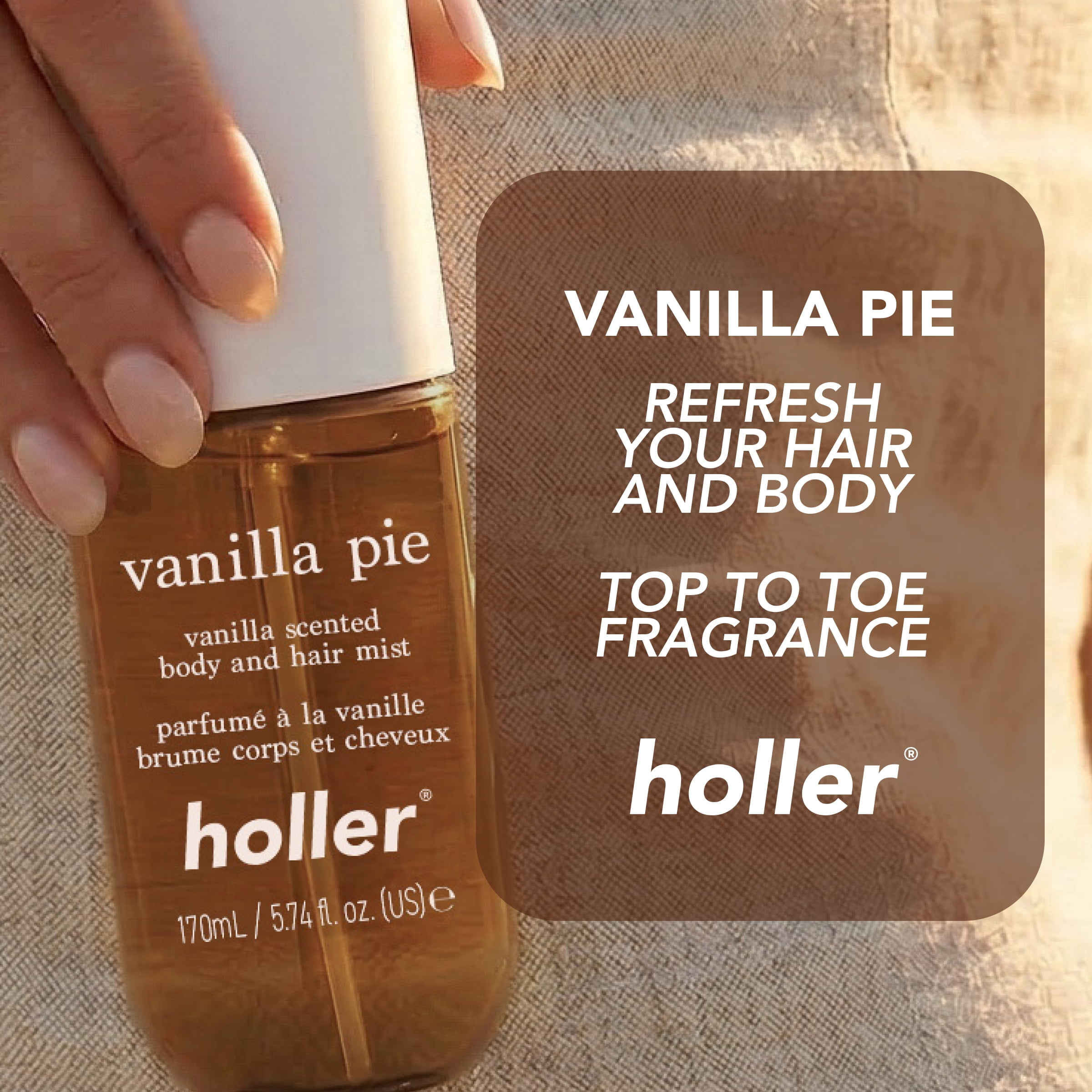 HOLLER Vanilla Pie Vanilla Scented Body and Hair Fragrance Mist, 5.7 fl oz