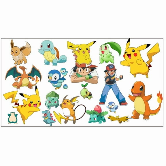 Pokemon 3D wall stickers Children's wall stickers Cartoon paper cartoon character wall stickers Cartoon background wall decoration Birthday gift Children's bedroom decoration 70*40CM