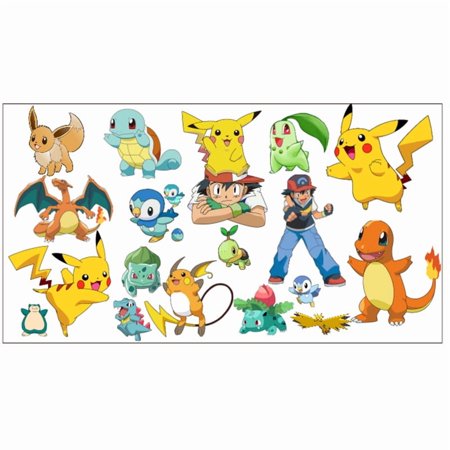 Pokemon 3D wall stickers Children s wall stickers Cartoon paper cartoon character wall stickers Cartoon background wall decoration Birthday gift Children s bedroom decoration 70*40CM