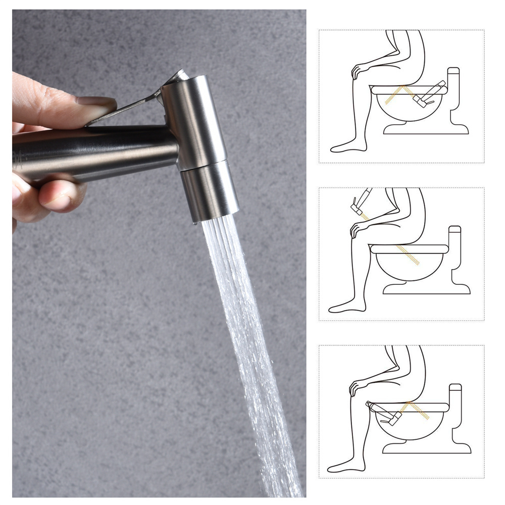 Tcbosik Bidet Sprayer for Toilet, Handheld Diaper Sprayer Kit, Cloth Diaper Sprayer Set, Easy to Install, Stainless Steel, Sliver