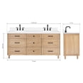 thumbnail image 5 of ARIEL Monroe 72 Inch Double Oval Sink Bathroom Vanity With Carrara White Quartz Countertop 1.5 Inch Edge In Oak, 5 of 8